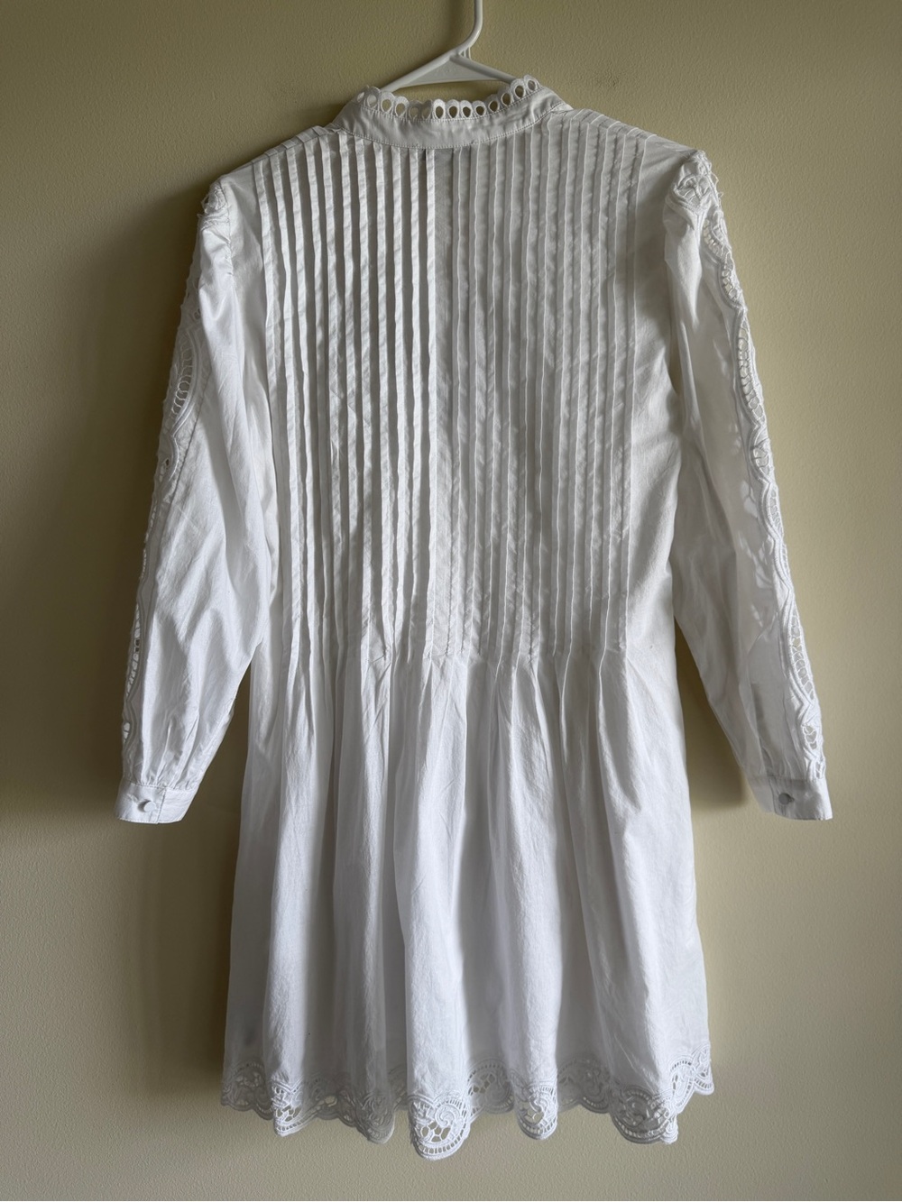 Madewell Pintucked Eyelet Mini Dress White Embroidered Cotton NWT Size S - Picture 4 of 13